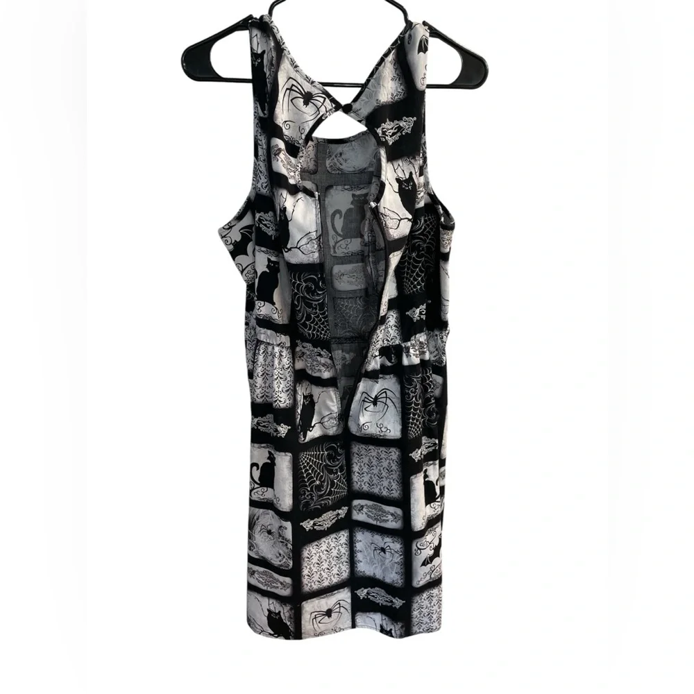 Folter Y2K Goth Cat Print Dress | Alt Girl • Witchy Core • Plus Size 3X - Picture 4 of 6
